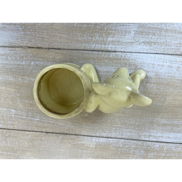 Vintage Haeger Pottery Yellow Teddy Bear & Drum Planter w/Gold Highlights - Picture 7 of 10